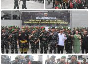 Danrem 031/WB Pimpin Upacara Pemberangkatan Satgas Yonif 131/BRS Pamtas RI – PNG Statis Prov. Papua 2024