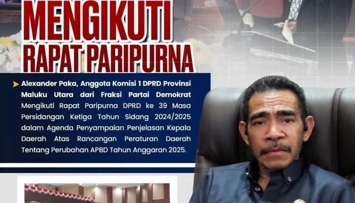 Alexander Paka Hadiri Rapat Paripurna DPRD ke-39, Ini Harapannya untuk Perubahan APBD 2025