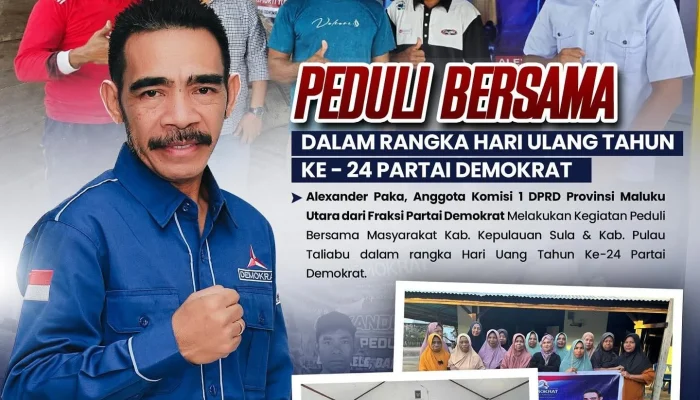 Alexander Paka Gelar Kegiatan Peduli Bersama di HUT ke-24 Partai Demokrat