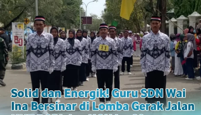 Solid dan Energik! Guru SDN Wai Ina Bersinar di Lomba Gerak Jalan HUT PGRI dan HGN ke-80