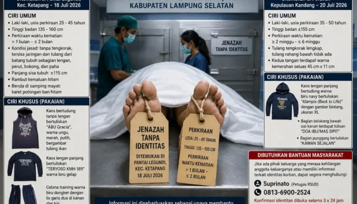 RSUD dr. H. Bob Bazar Umumkan Dua Jenazah Tanpa Identitas, Masyarakat Diminta Bantu Proses Identifikasi Korban