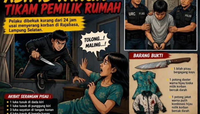 Kepergok Mencuri, ABH 15 Tahun di Lampung Selatan Diduga Tikam Pemilik Rumah