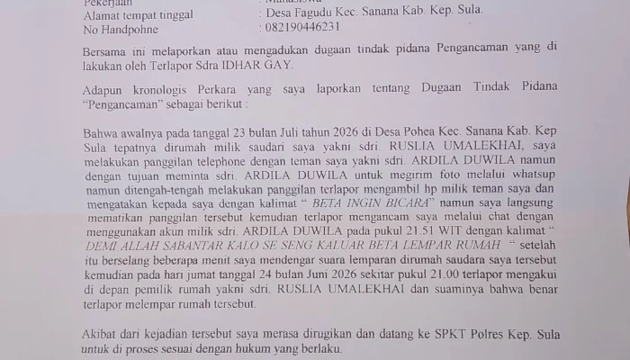 Diduga Ancam hingga Lempari Rumah Warga, Pria di Desa Pohea Dilaporkan ke Polisi