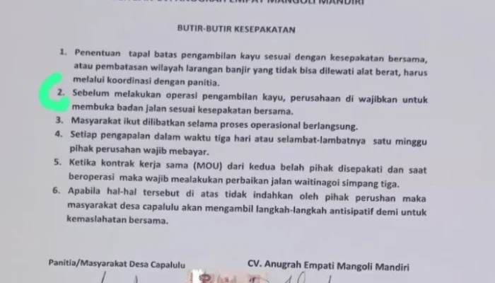 Kesepakatan Diduga Diabaikan, Masyarakat Capalulu Pertanyakan Komitmen CV Anugrah Empat Mangoli Mandiri atas Aktivitas Kayu Bulat