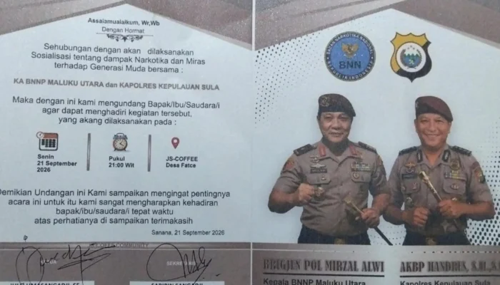 Bahaya Narkotika dan Miras Jadi Sorotan, Malam Ini BNNP Malut dan Kapolres Sula Gelar Sosialisasi