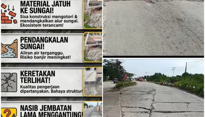 Pembangunan Jembatan Sungai Mesjid Rp30 Miliar Dikeluhkan,Nasib Jembatan Lama Menggantung